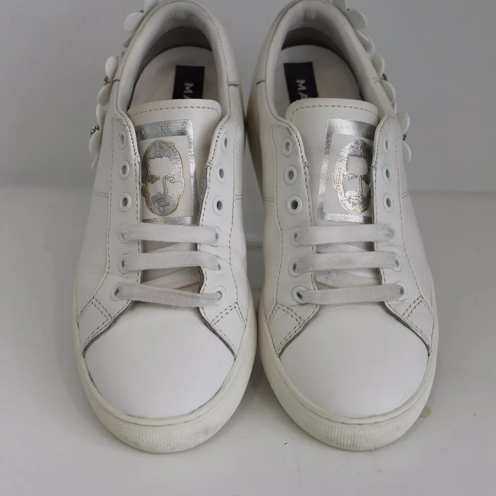 Marc Jacobs Women's Slip On White Leather Embellished Daisy Sneakers Sz 37 7